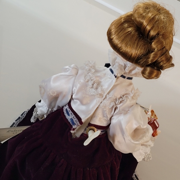 CELESTE Victorian Style Musical Porcelain Doll W/ Cello ANCO  1994 "Feelings" - Picture 7 of 16